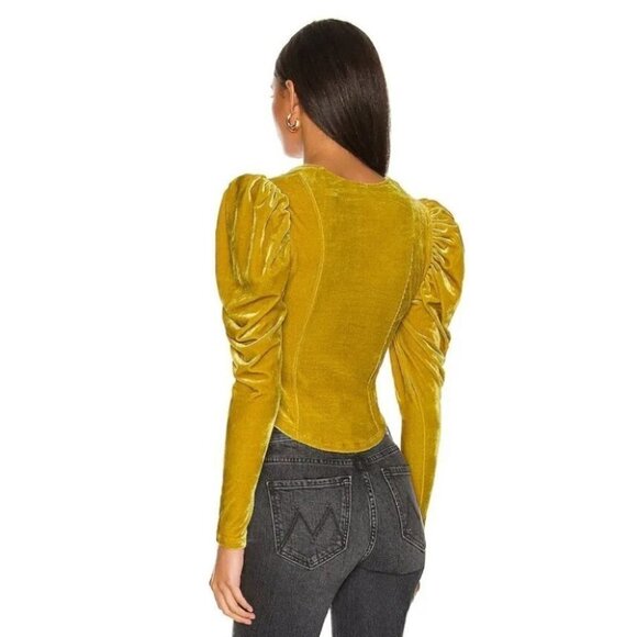 Free People X REVOLVE Hold Me velvet Top In Yellow size Medium - Picture 7 of 12